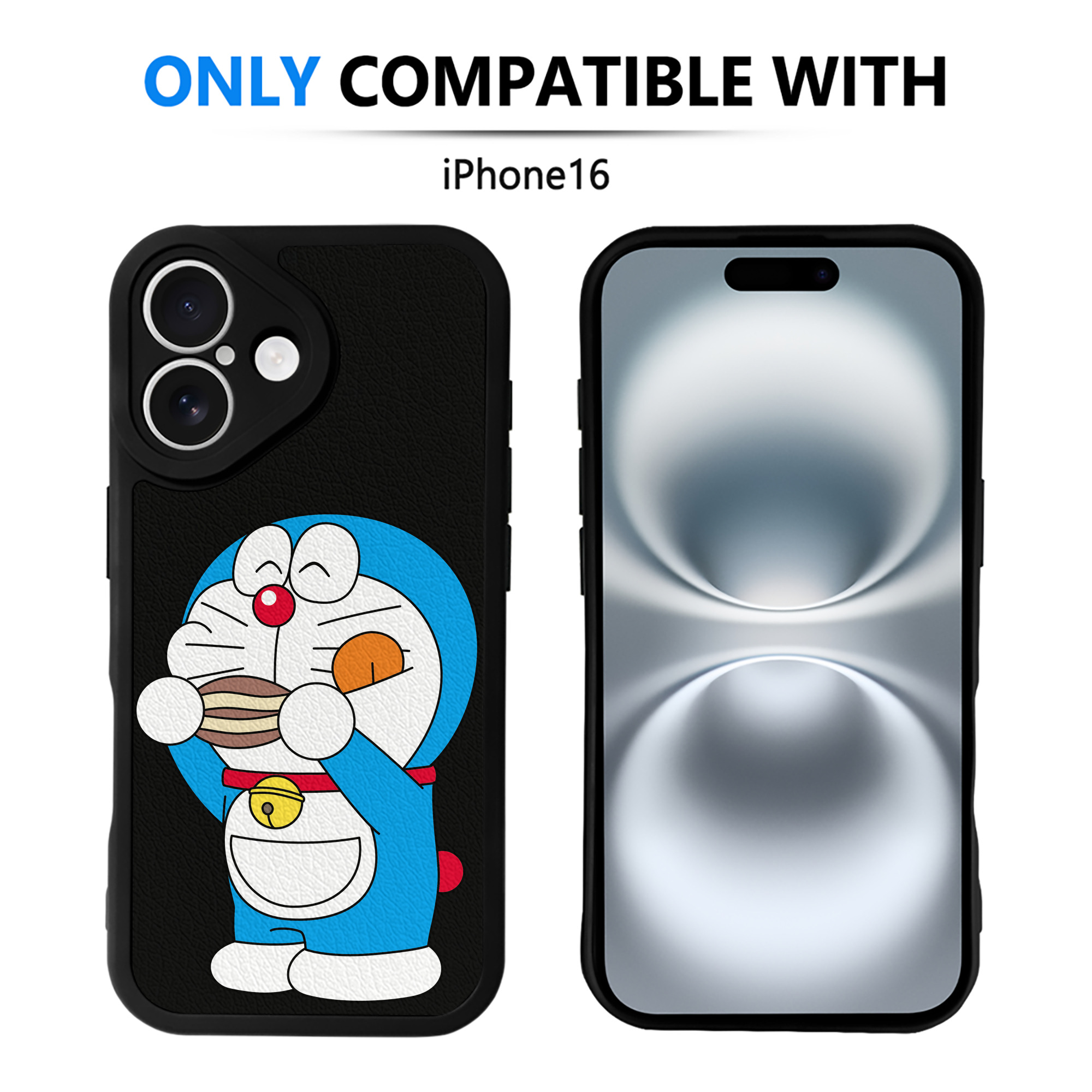 （画像用） ドラえもん Doraemon 【iPhone 16シリーズ対応】シリコンスマホケース（レザー調） 材質：シリコン